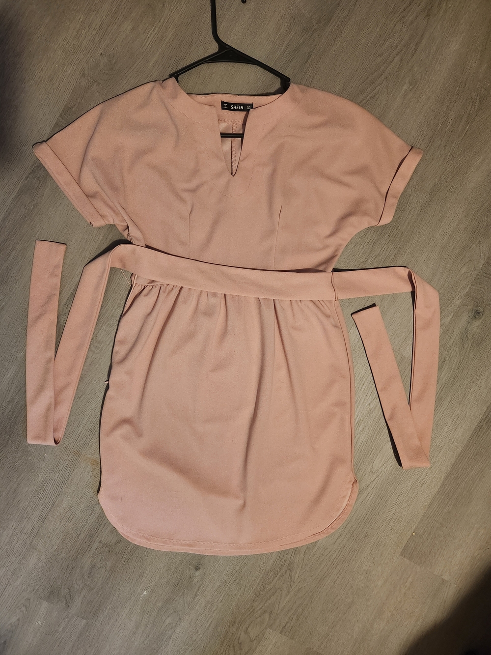 SHEIN Dusty Rose Short Sleeve Belted Mini Dress